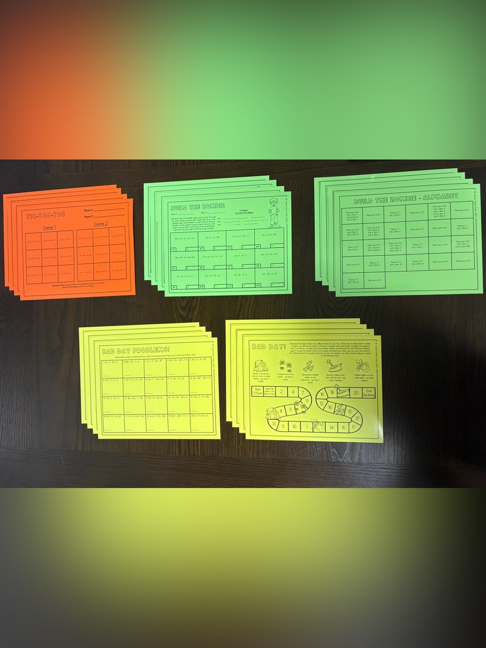 Math Partner Activities - Combining Like Terms